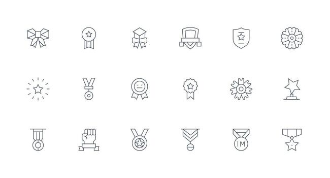 Minimal Line Icons from Distinction Set with 18 Vectors Quick Access Icons for UI Development
