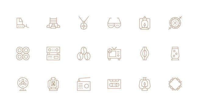 Retro Visual Pack containing 18 Minimal Line Icons Quick Access Icons for UI Development vector