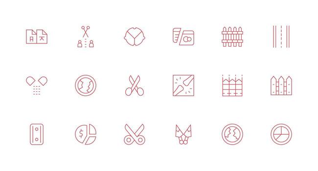 18 Minimal Line Style Icons from Split Collection Reliable Icons for All Interfaces vector