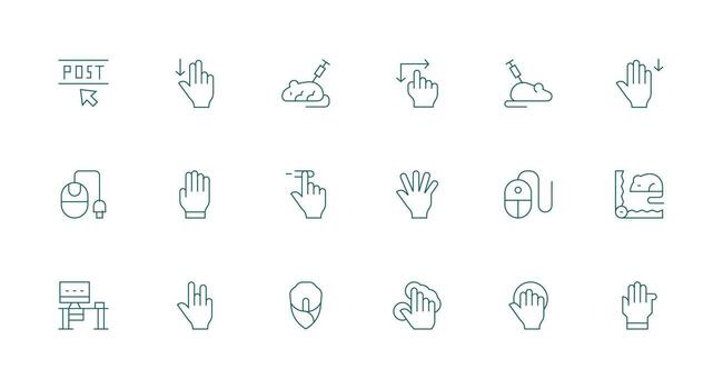 18 Minimal Line Vectors for Mouse Theme Balanced Icon Set for Functional Design