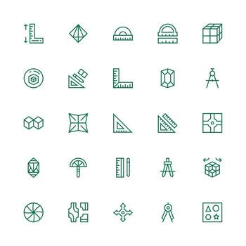 25 Medium Stroke Outline Vectors for Geometry Theme Scalable Icons for Cross-Platform Interfaces