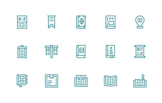 15 Reference Icons in Regular Line Aesthetic Interface Icon Collection vector