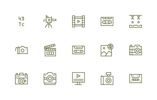 Regular Line Icons from Film Set with 15 Vectors Interface Icon Collection for Daily Projects