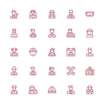 medio carrera contorno íconos desde trabajador conjunto con 25 vectores íconos construido para visual consistencia paquete