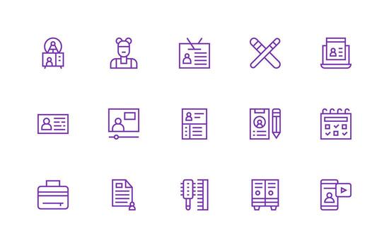 personal diseño íconos presentando 15 en regular línea estilo funcional icono serie vector