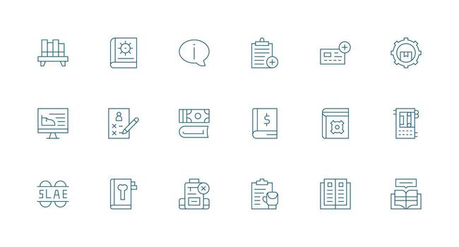 Documentation featuring 18 Icons in Minimal Line Design Functional Icon Series vector