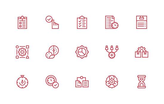 flujo de trabajo conjunto con 15 regular línea íconos tablero icono serie vector