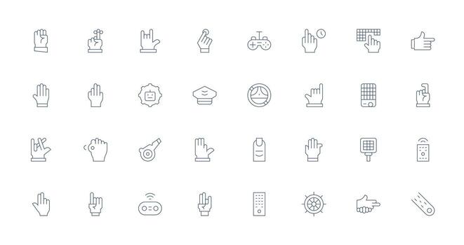 mando incluso 32 Delgado línea ilustraciones limpiar icono conjunto icono paquete para ui proyectos vector