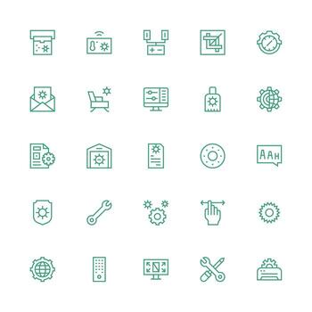 Adjust Design Icons featuring 25 in Medium Stroke Outline Style Minimal Icon Set for Interface Projects vector