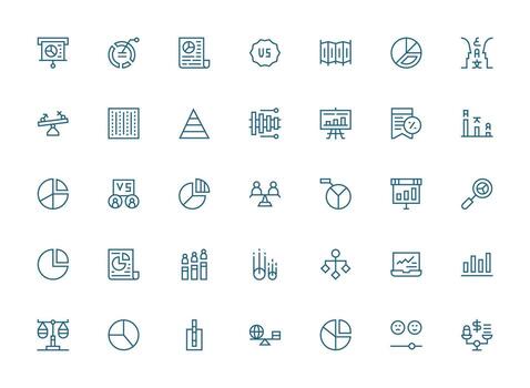 35 Regular Clean Line Style Icons from Comparison Collection Display Icon Pack vector