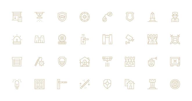 Security System Set with 32 Thin Line Icons Line Icon Collection vector