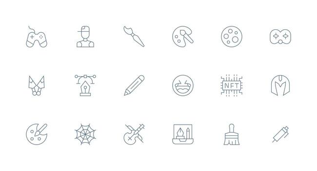 digital Arte incluso 18 mínimo línea ilustraciones completar icono haz para web diseño vector