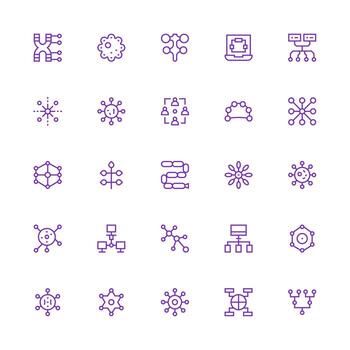 25 íconos para nodos en medio carrera contorno formato ordenado icono conjunto vector
