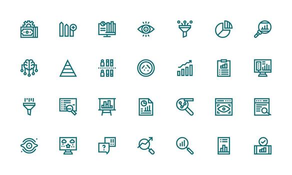 Data Analysis Icon Collection with 28 Bold Line Designs Multi-Purpose Icon Set vector