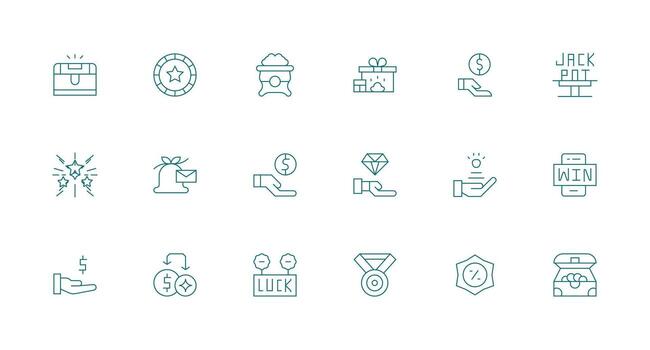 Reward Icon Collection with 18 Minimal Line Designs Clear and Concise Icon Set Collection vector