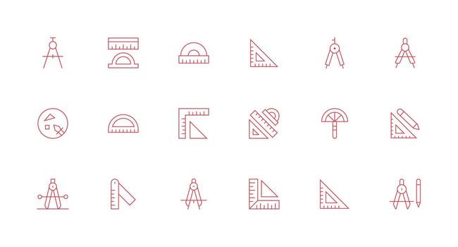 18 mínimo línea estilo íconos desde transportador colección monitor icono paquete vector