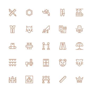 Line Design Icons featuring 25 in Medium Stroke Outline Style High-Resolution Icons for Any Platform vector
