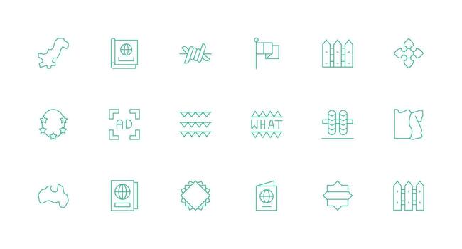 18 mínimo línea íconos para frontera gráficos icono conjunto para proyectos vector