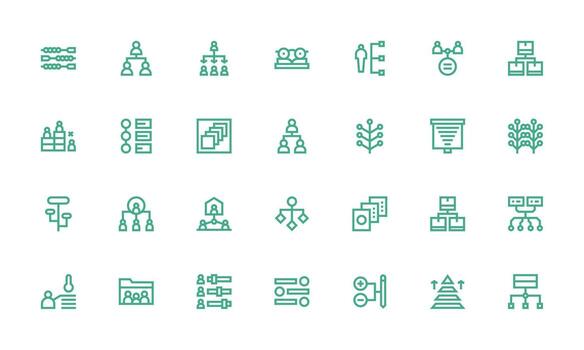 jerarquía visual paquete conteniendo 28 negrita línea íconos equilibrado icono conjunto para funcional diseño vector
