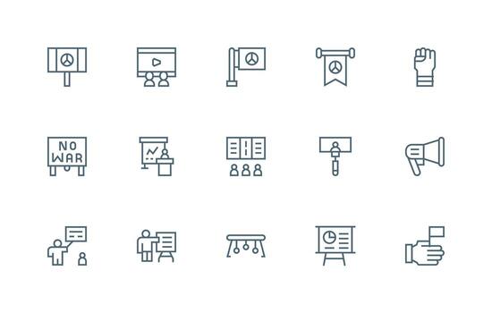 Regular Line Style Demonstration Icons with 15 Vectors High-Resolution Icons for Any Platform