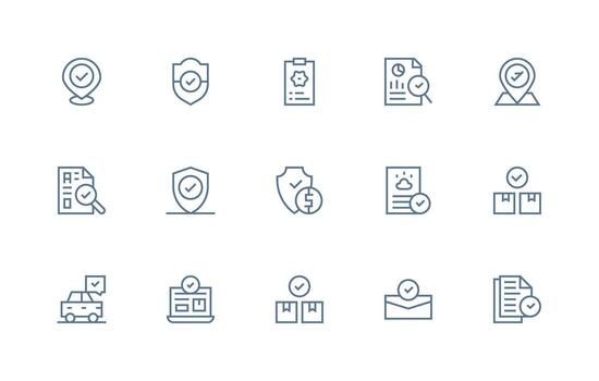 15 Regular Line Icons for Confirmed Graphics UI and UX Focused Icon Collection vector