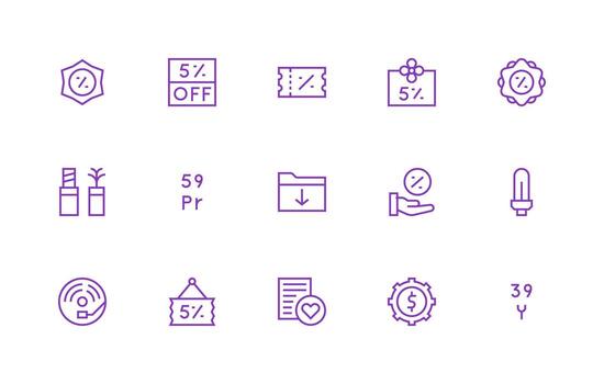 15 Regular Line Vectors for Saving Theme Balanced Icon Set for Functional Design
