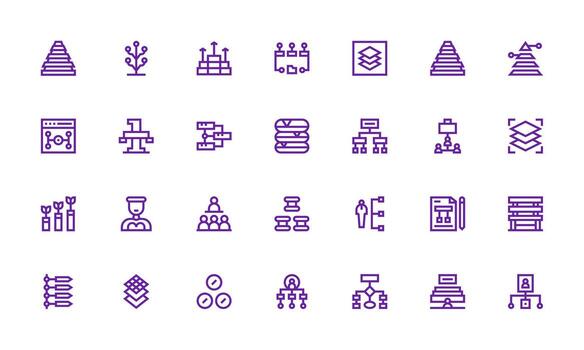 jerarquía incluso 28 negrita línea ilustraciones escalable íconos para multiplataforma interfaces vector