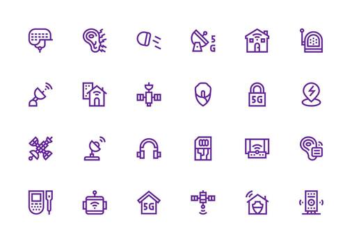 grueso línea línea íconos desde inalámbrico conjunto con 24 vectores personalizable icono serie para móvil pantallas