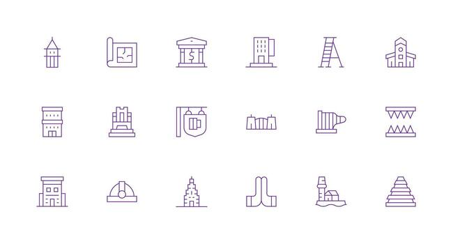 18 Icons for Building in Minimal Line Format Reliable Icons for All Interfaces vector
