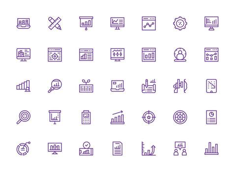 Regular Clean Line Style Metrics Icons with 35 Vectors Theme-Based Icon Pack
