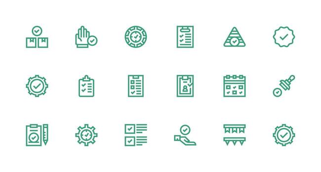 18 Strong Stroke Line Icons for Done Graphics Balanced Icon Set for Functional Design vector