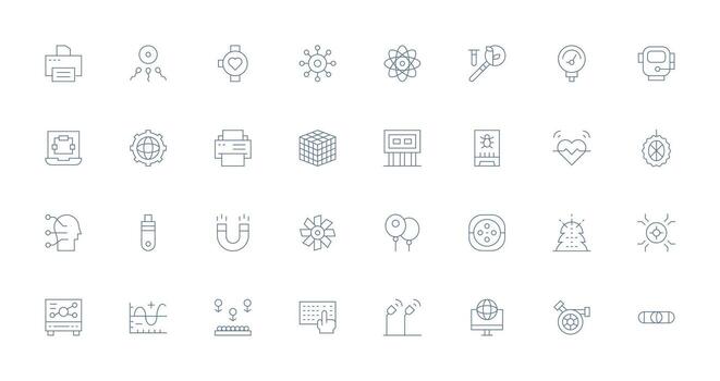 Technology featuring 32 Icons in Thin Line Design Lightweight Icon Series vector