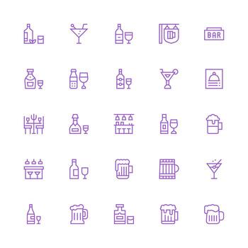 Medium Stroke Outline Icons from Pub Set with 25 Vectors Essential Icons for Rapid UI Building
