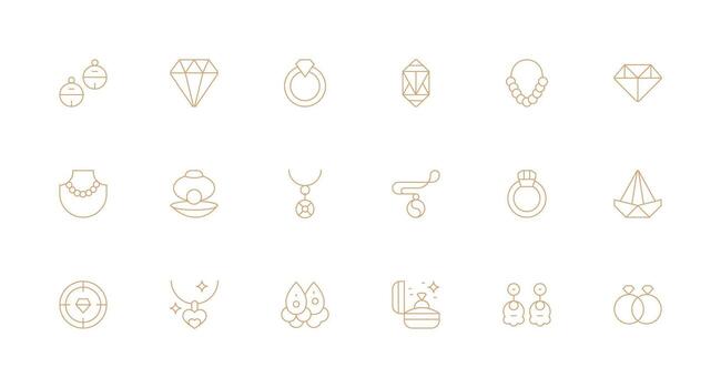 18 mínimo línea vectores para piedra preciosa tema sencillo íconos para interfaz y wireframes