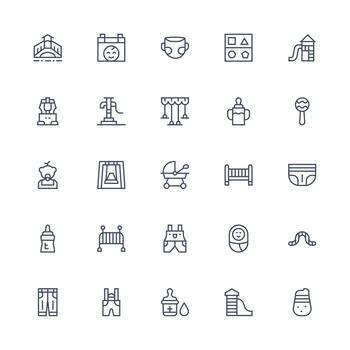 medio carrera contorno íconos desde niñito conjunto con 25 vectores interfaz íconos para diario utilizar