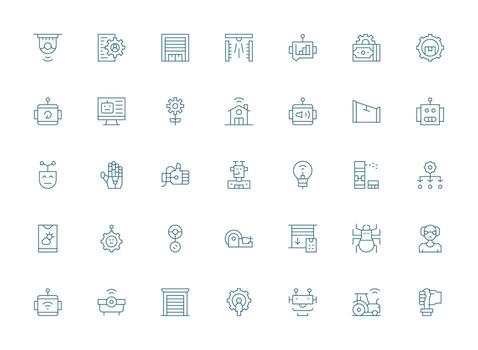 35 Light Line Icons for Automation Graphics Organized Pack for Project Assets vector