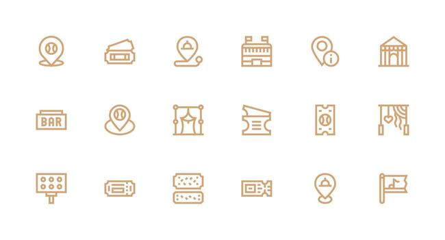 Venue Set with 18 Strong Stroke Line Icons Balanced Icon Set for Functional Design vector