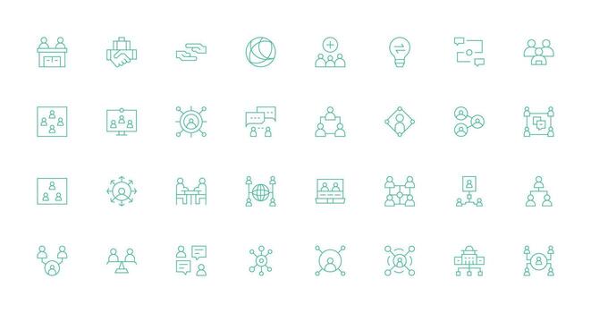 Collaboration Icon Collection with 32 Thin Line Designs Interface Icon Collection for Daily Projects vector
