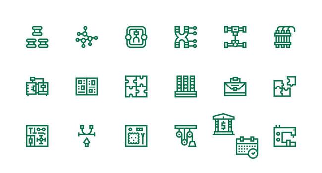 componentes presentando 18 íconos en fuerte carrera línea diseño multi-estilo íconos para creativo proyectos vector