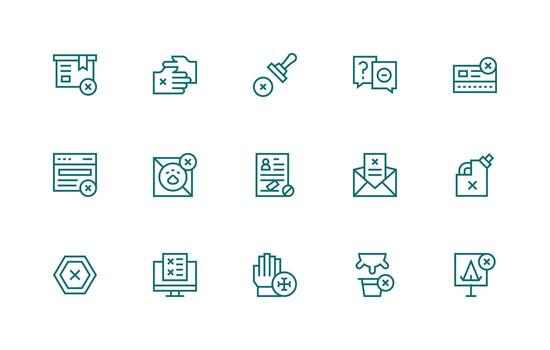 Not Accepted featuring 15 Icons in Regular Line Design Standard Icon Pack vector