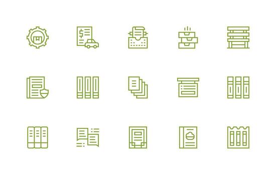 15 Regular Line Icons for Document Management Graphics Multi-Style Icon Collection vector