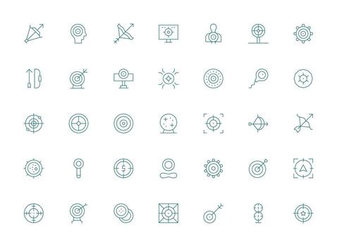 Aim Set with 35 Light Line Icons Scalable Icons for Cross-Platform Interfaces vector