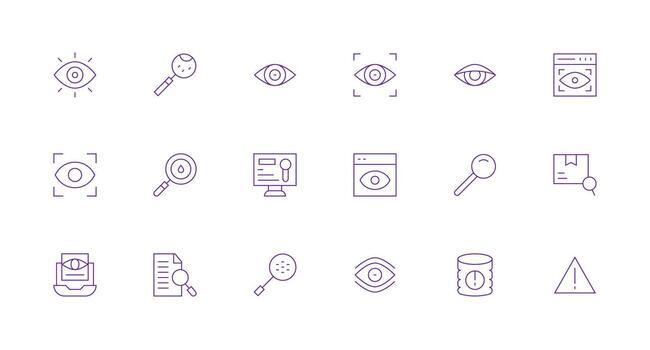 Inspect Icon Set with 18 Minimal Line Graphics General Use Icon Pack vector