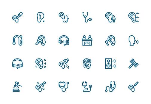 Thick Line Line Style Hearing Icons with 24 Vectors Minimal Icon Set for Interface Projects