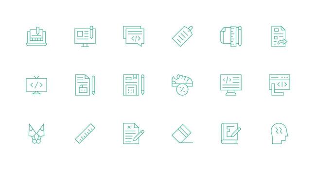Markup Design Icons featuring 18 in Minimal Line Style Modern Line and Glyph Icon Series vector