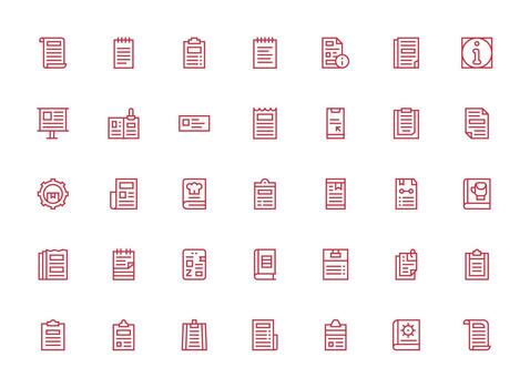Instructions Set with 35 Regular Clean Line Icons Quick Access Icons for UI Development vector