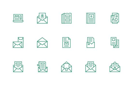 15 Icons for Newsletter in Regular Line Format Customizable Icon Series for Mobile Screens vector