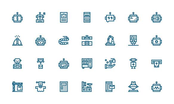 Automated including 28 Bold Line Illustrations Well-Structured Icons for Creative Use vector