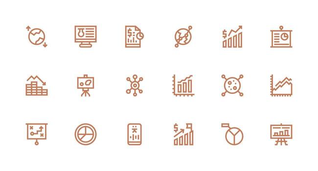 Strong Stroke Line Style Graph Icons with 18 Vectors Web Icon Collection