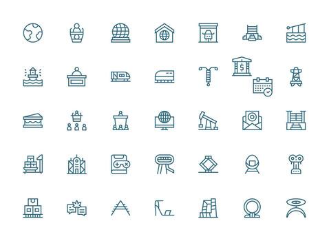 Regular Clean Line Icons from Platform Set with 35 Vectors App Icon Pack
